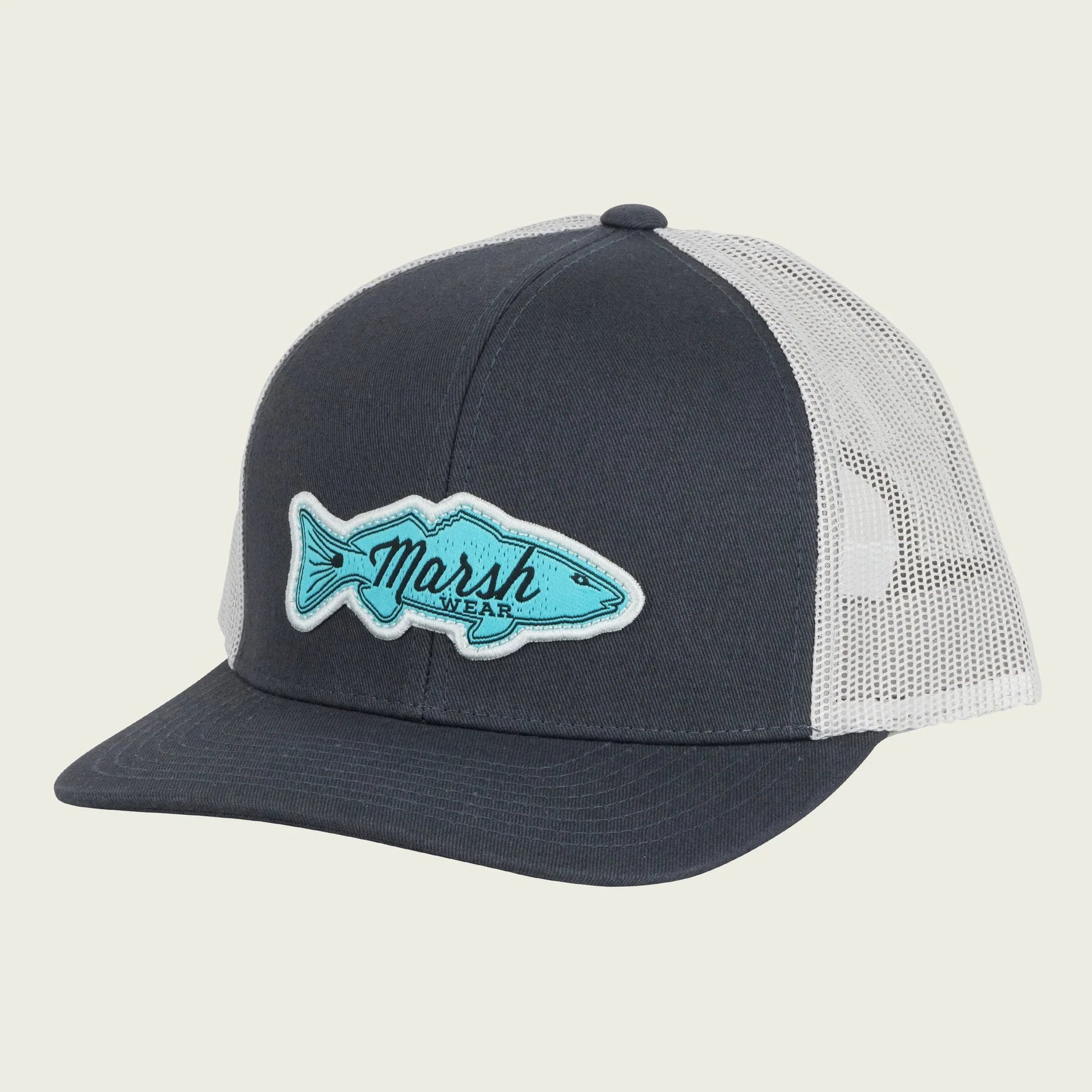 Marsh Wear Redfish Logo Trucker Hat Charcoal - Hats from Alamo Anglers