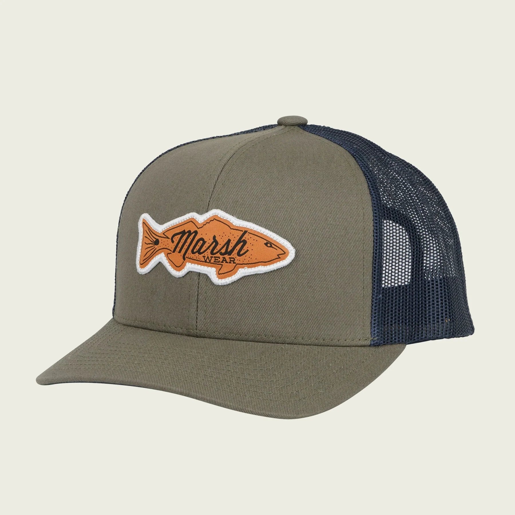 Marsh Wear Redfish Logo Trucker Hat Fossil - Hats from Alamo Anglers