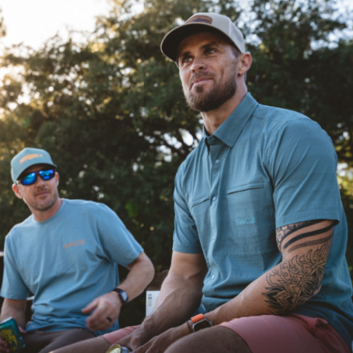 SWC Oysterman S/S Woven Smoke Blue - from Alamo Anglers