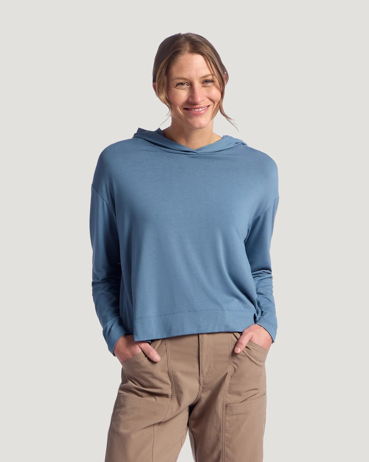 Free Fly Women's Bamboo Shade Crossover Hoodie Pacific Blue - from Alamo Anglers