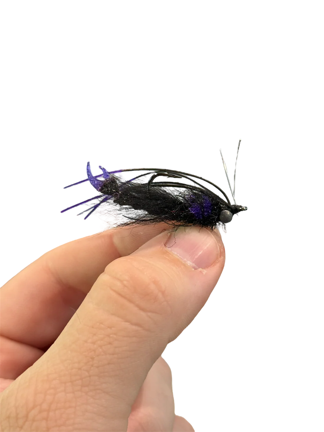 MacFlies 'My Boy Blue' with Flats Craft Strong Arm Claw Black Purple - from Alamo Anglers