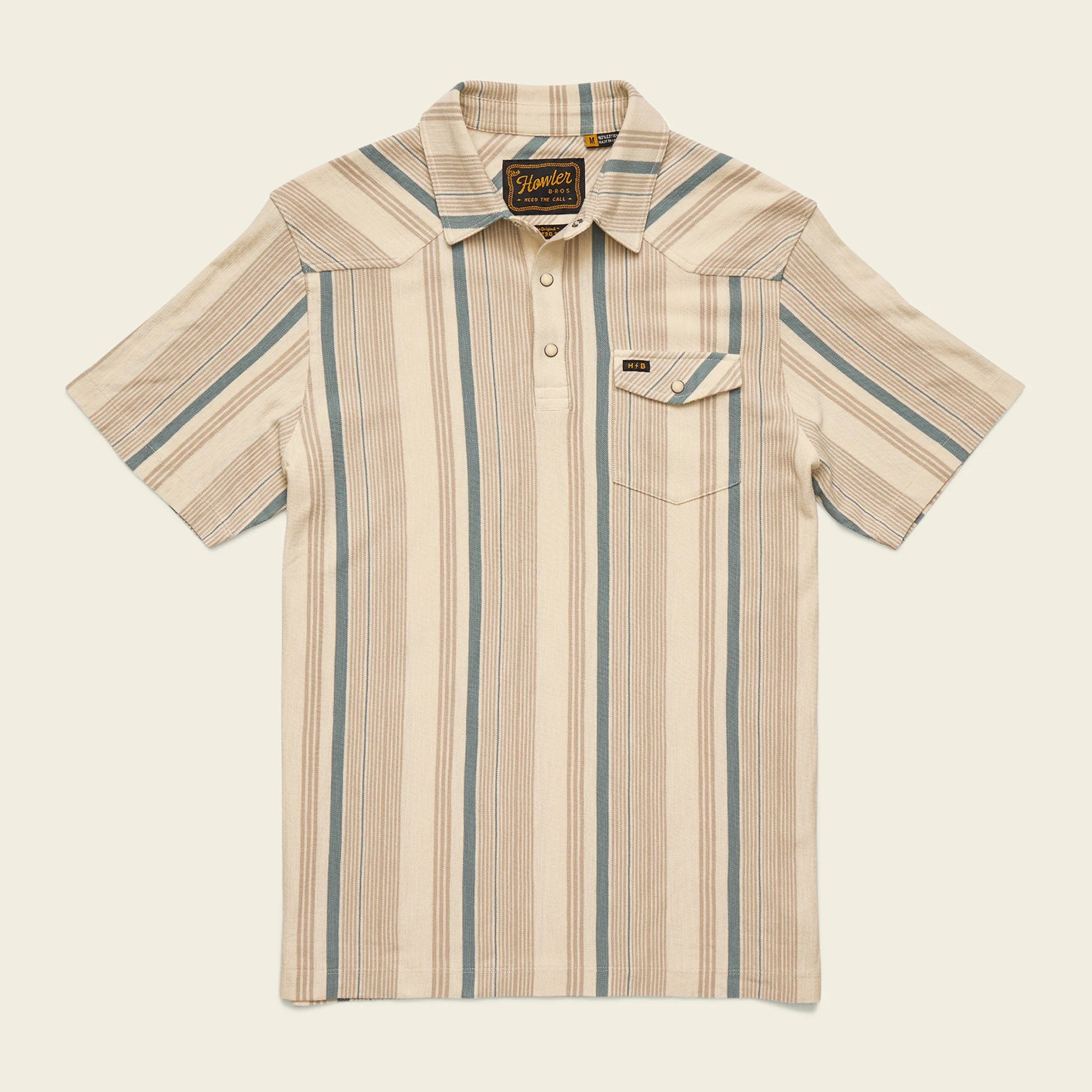 Howler Bros Ranchero Polo Old Bill Stripe: Limestone - from Alamo Anglers